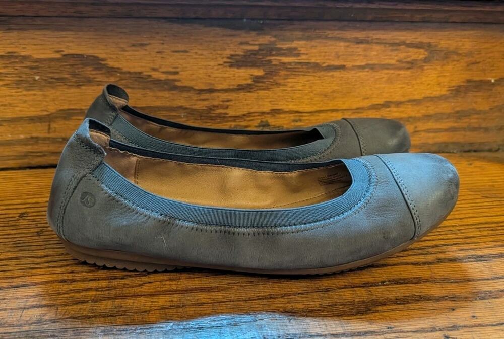 Josef Seibel Pippa Cap-Toe Gray Leather Flats Ballet Shoes Woman’s 8 EU39